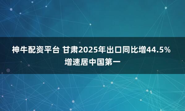 神牛配资平台 甘肃2025年出口同比增44.5% 增速居中国第一
